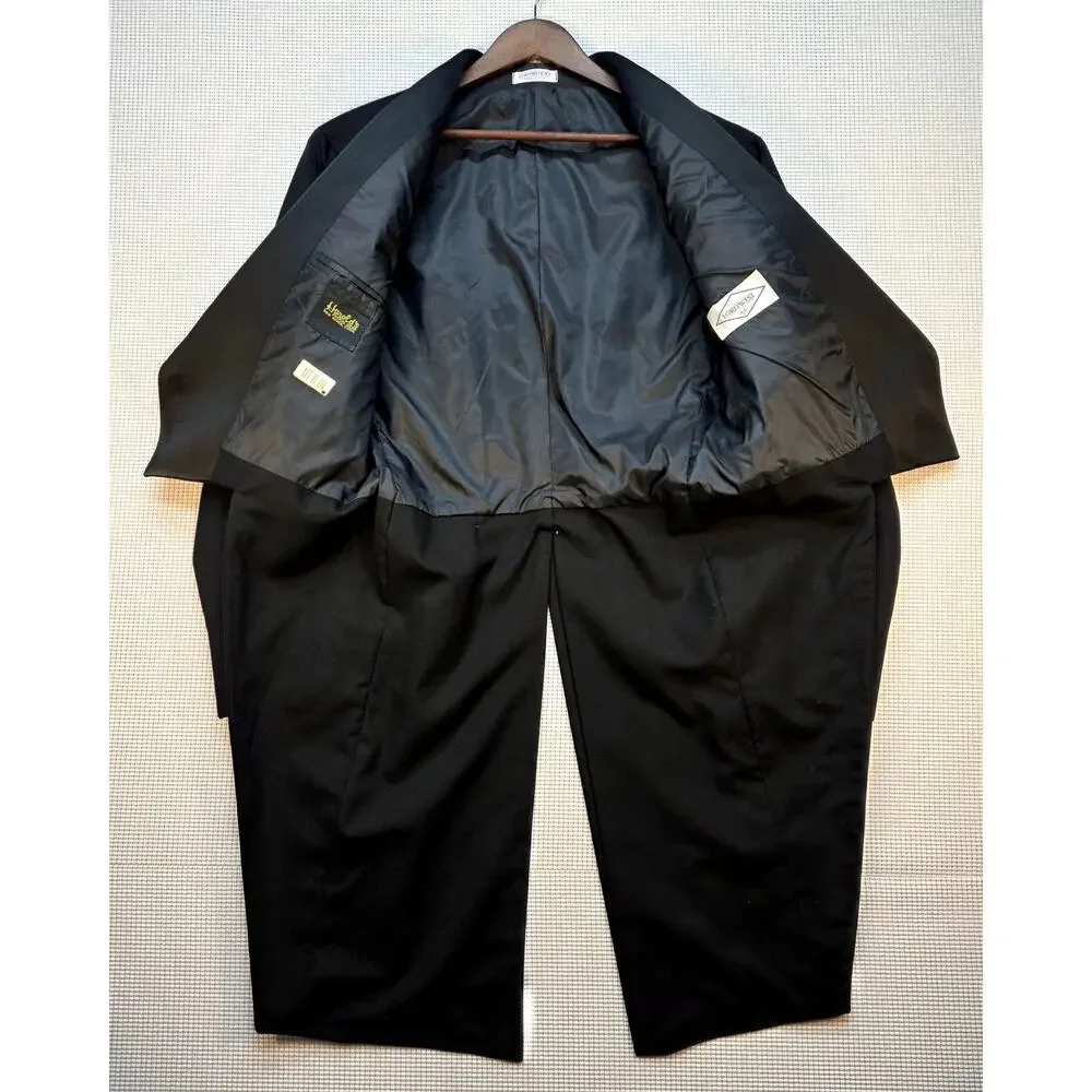 VTG 80s Lord West Black Tuxedo Tailcoat 41L Wool Shawl Lapel Formal Dress Jacket